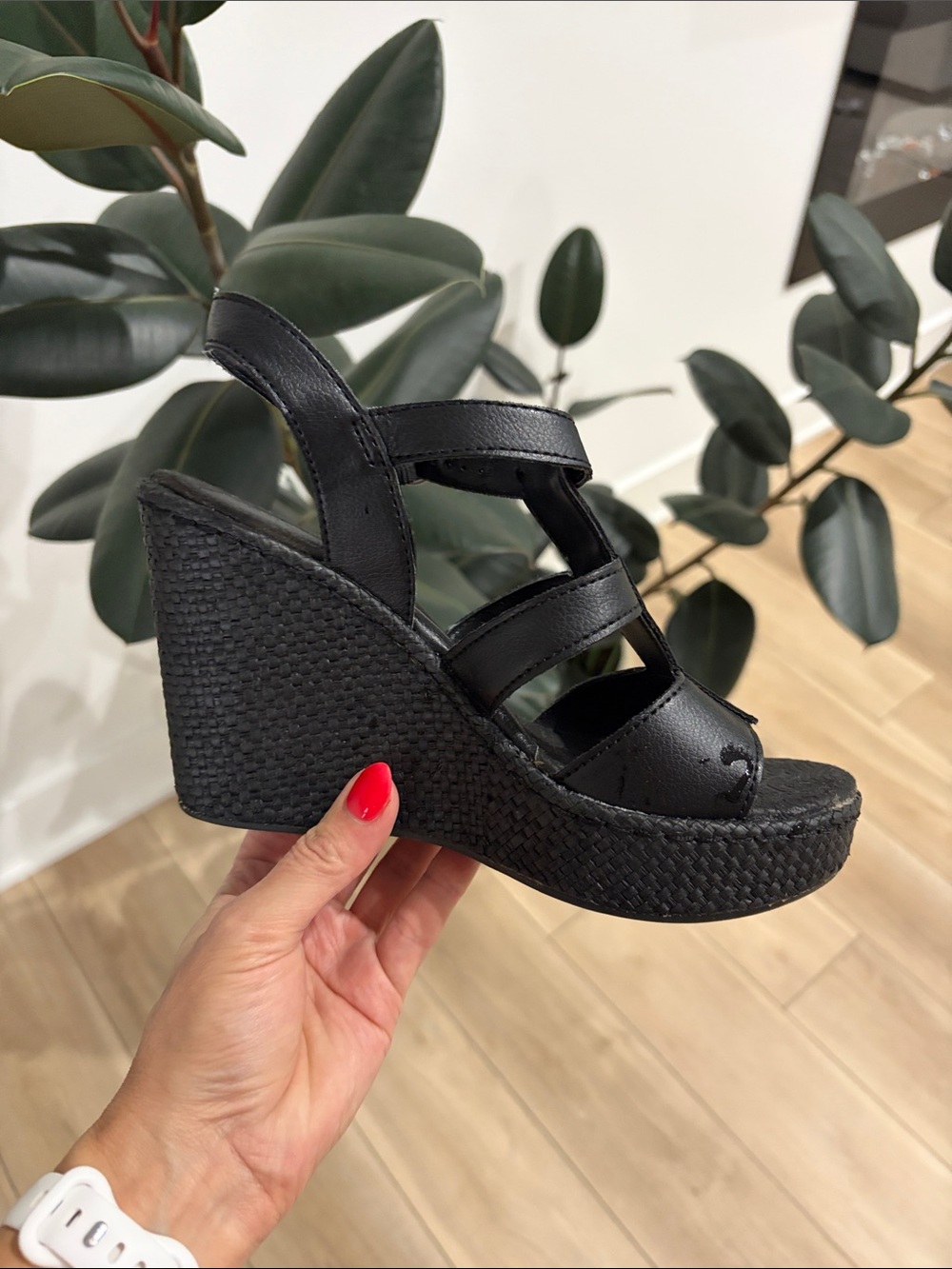 Sonoma Black Strappy Wedge Sandals